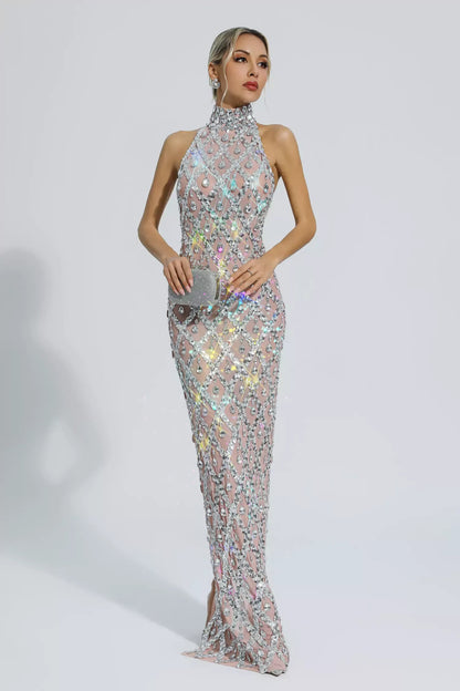 Alyia Shiny Rhinestone Evening Party Dress