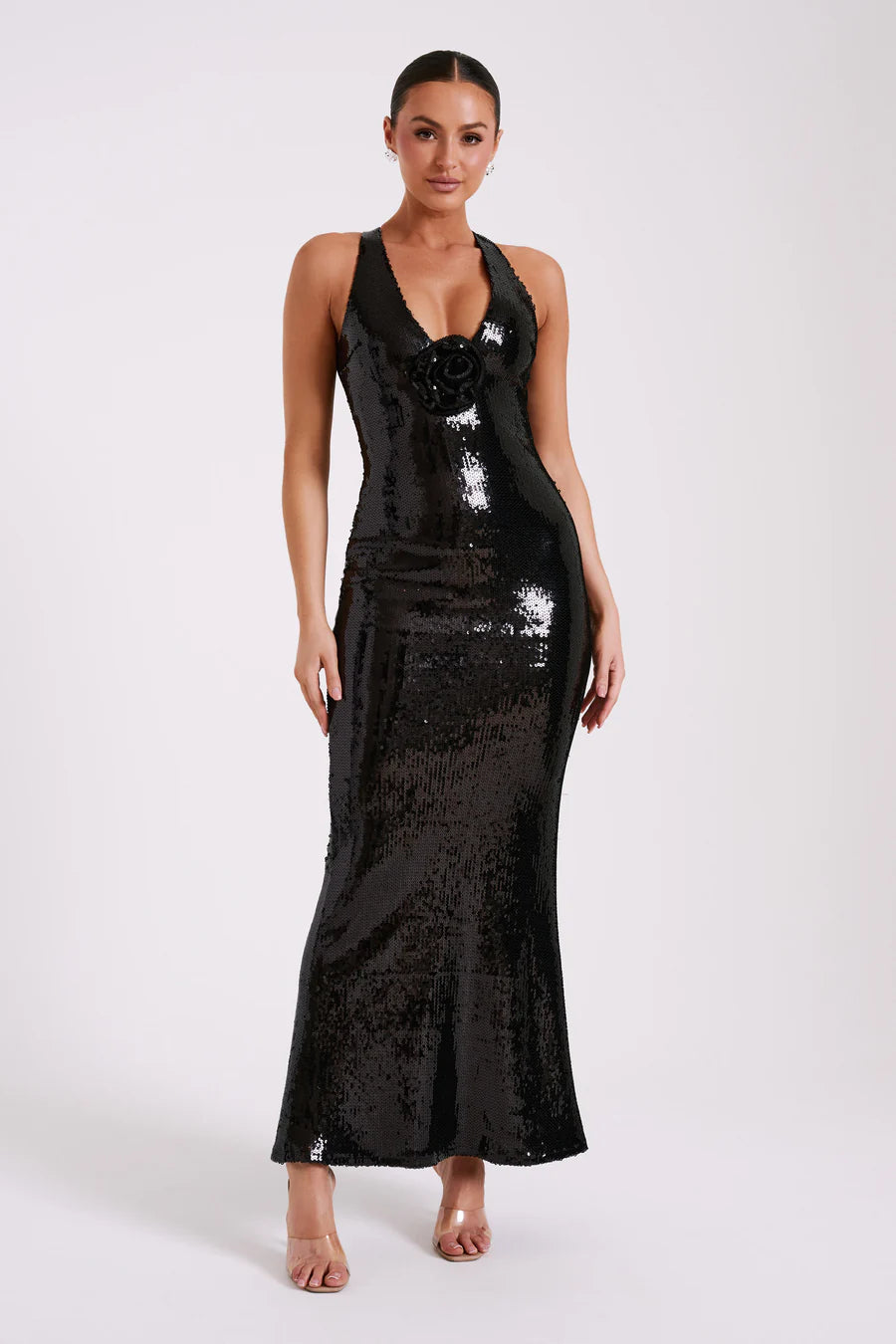 Hollow Backless Party Sequins Split Dress Aclosy