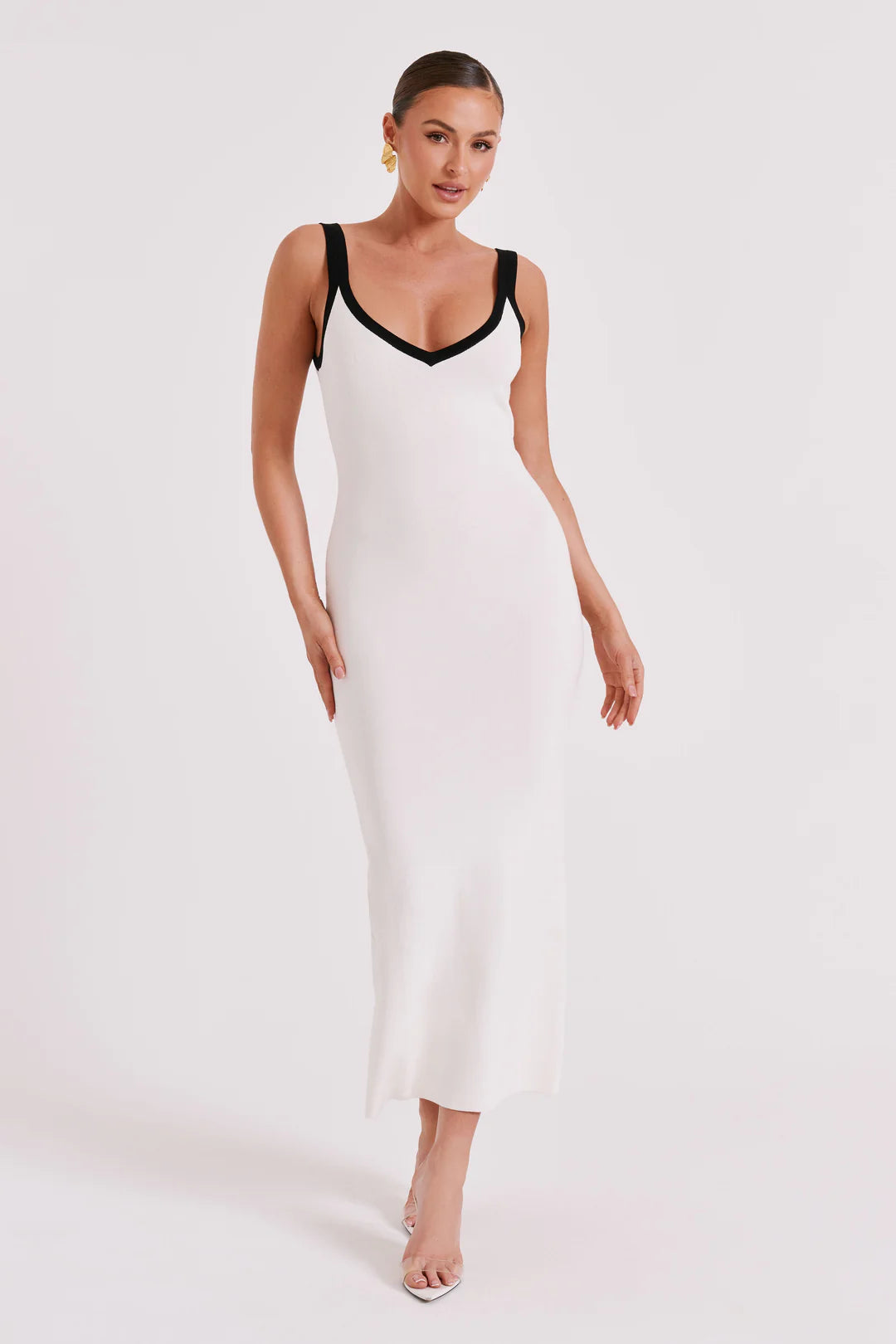 Vacy V-neck Knitted Sleeveless Split Dress