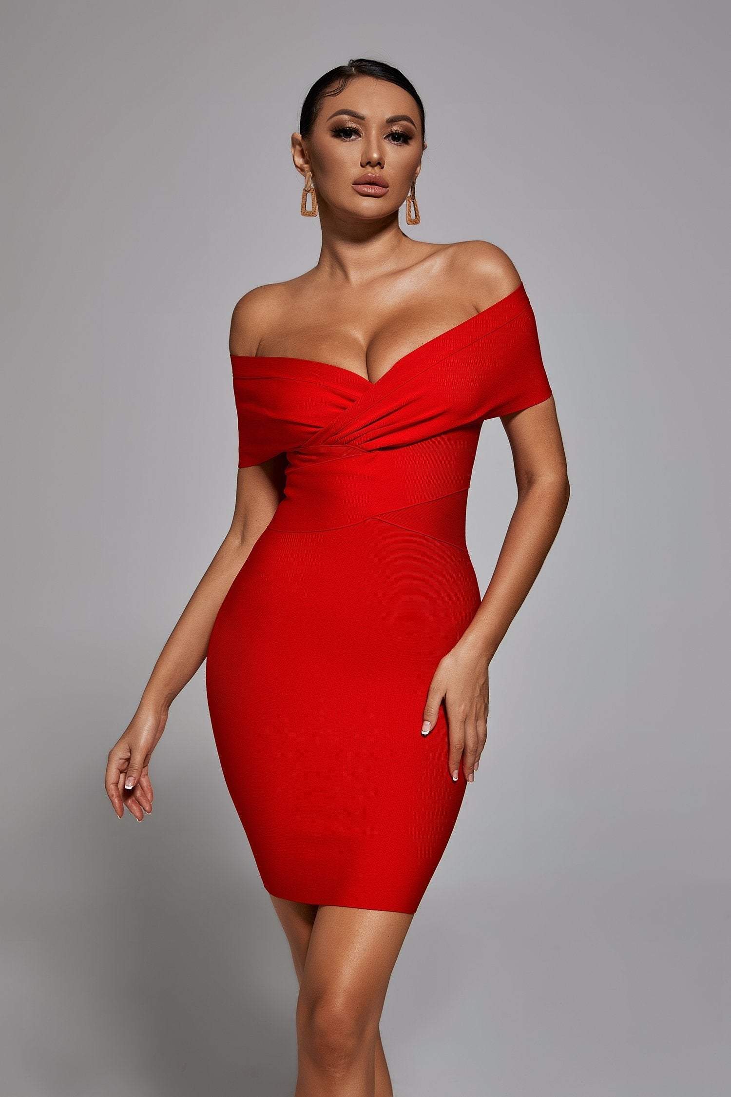 Meiga Off Shoulder Bandage Dress aclosy
