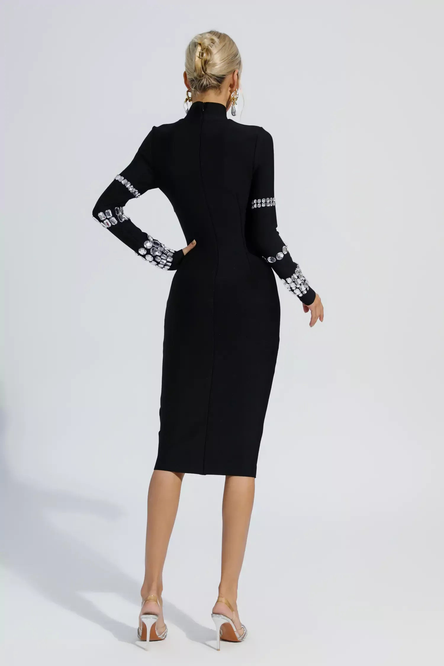 black diamond bandage dress Wholesale DR0106 Elegant Black Diamond-Encrusted Bandage Dress for your store