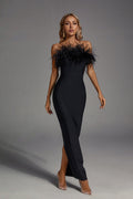 New Ostrich Fur Tube Top Dress For Women aclosy