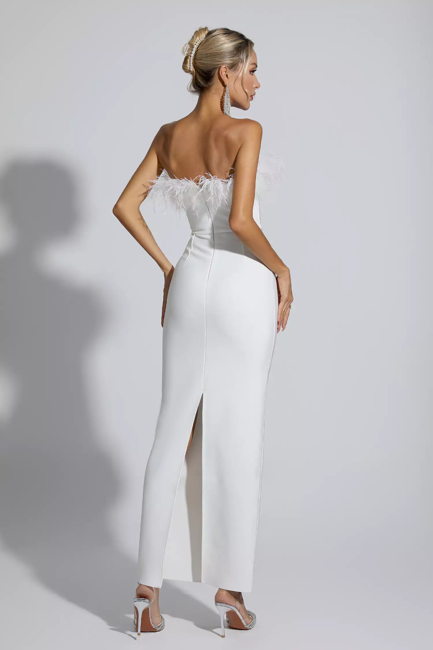 New Ostrich Fur Tube Top Dress For Women aclosy