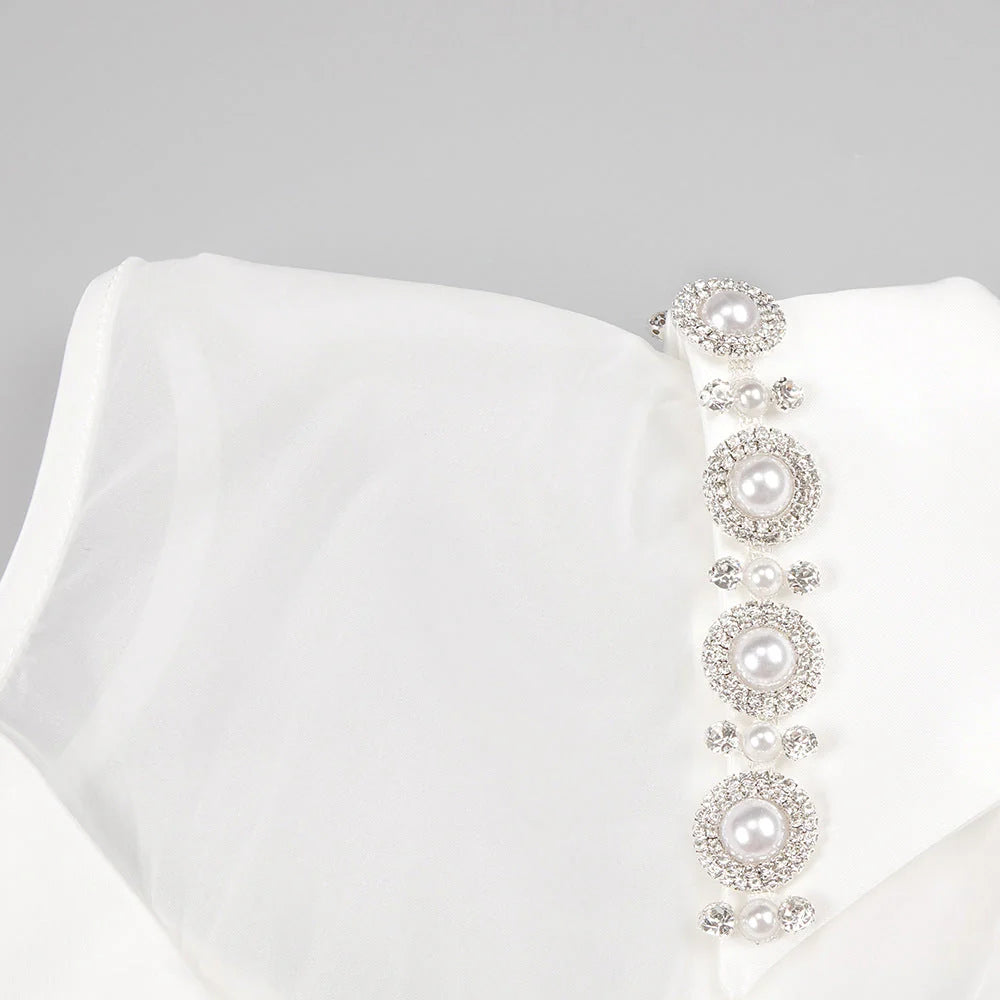 YARNA SATIN MINI DRESS-WHITE