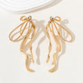 Irregular Large Bow Earrings For Women Tassel Streamer aclosy