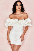 Ruffle One-Shoulder Tube Top Halter Dress Aclosy