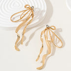 Irregular Large Bow Earrings For Women Tassel Streamer aclosy