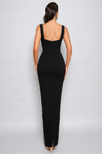 Elegant Floral Beaded Bandage Maxi Dress