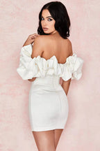 Ruffle One-Shoulder Tube Top Halter Dress Aclosy