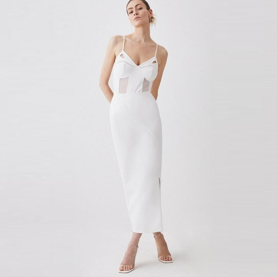 New Women's Mesh White Suspender Summer Dress aclosy