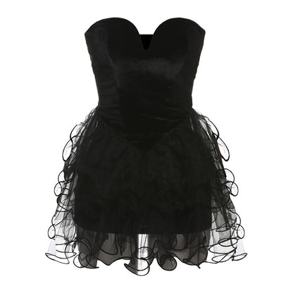 PERCIA STRAPLESS BLACK MINI DRESS