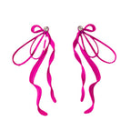 Irregular Large Bow Earrings For Women Tassel Streamer aclosy