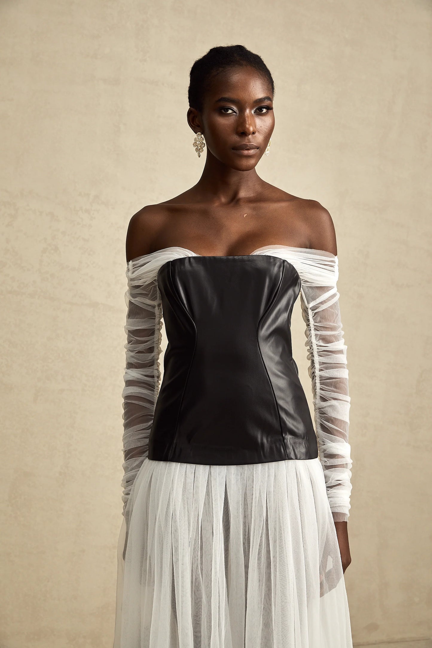 CHIC OFF SHOULDER MESH MAXI DRESS