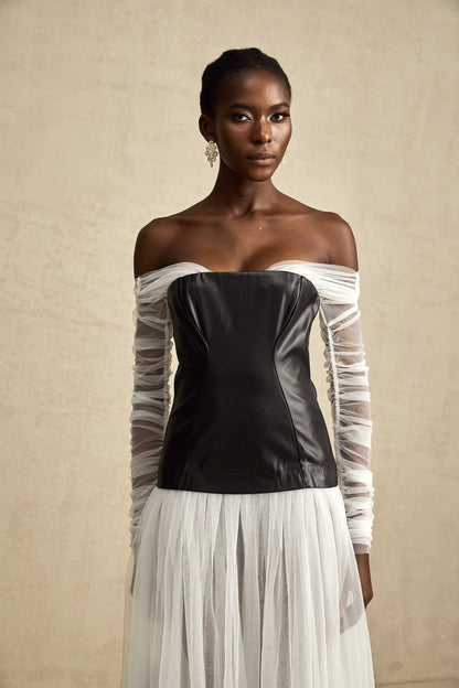 CHIC OFF SHOULDER MESH MAXI DRESS