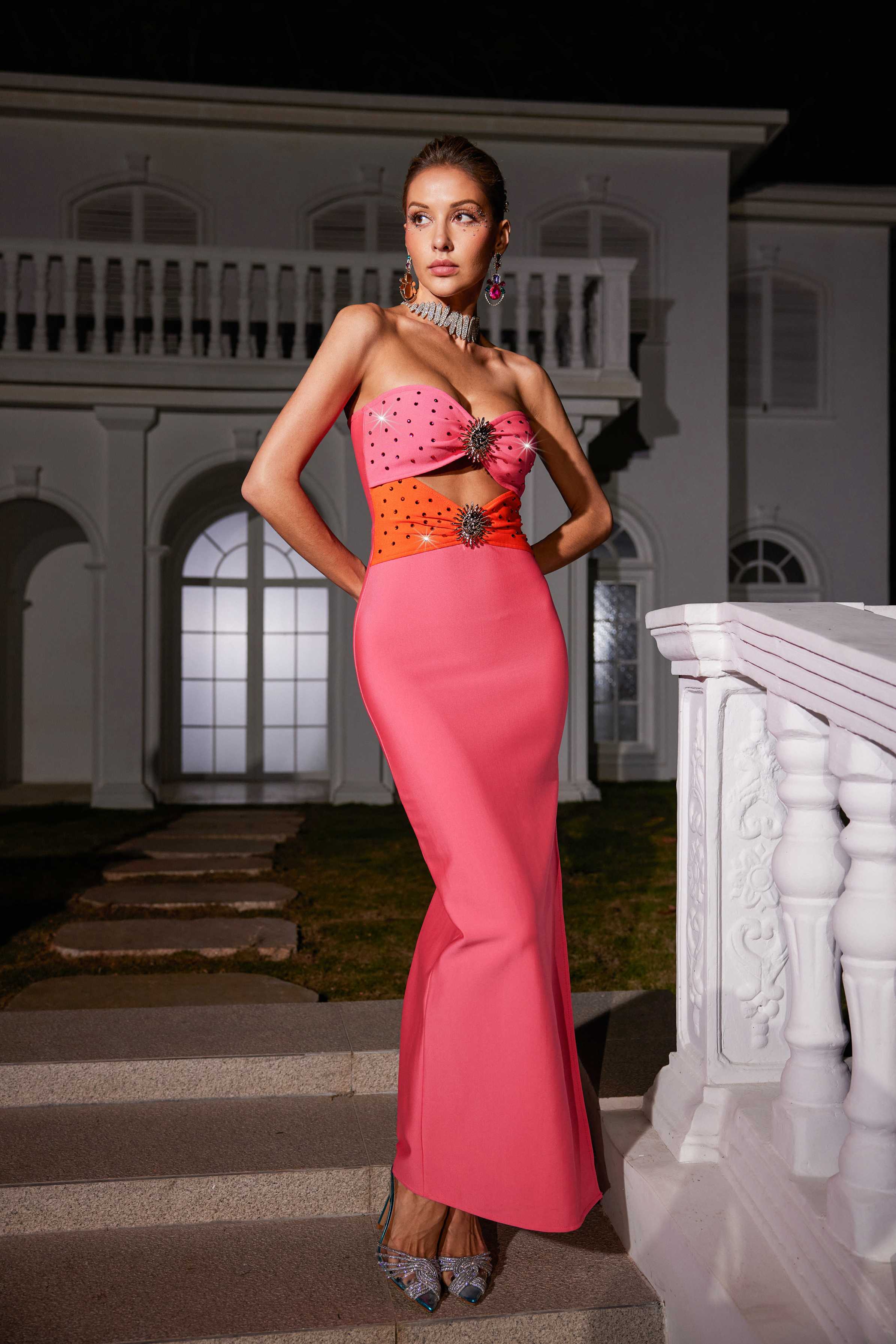 Chic Strapless Elegant Hollow Dress Aclosy