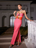 Chic Strapless Elegant Hollow Dress Aclosy