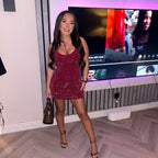 Women's Fashion Slim Square Diamond Design Dress aclosy