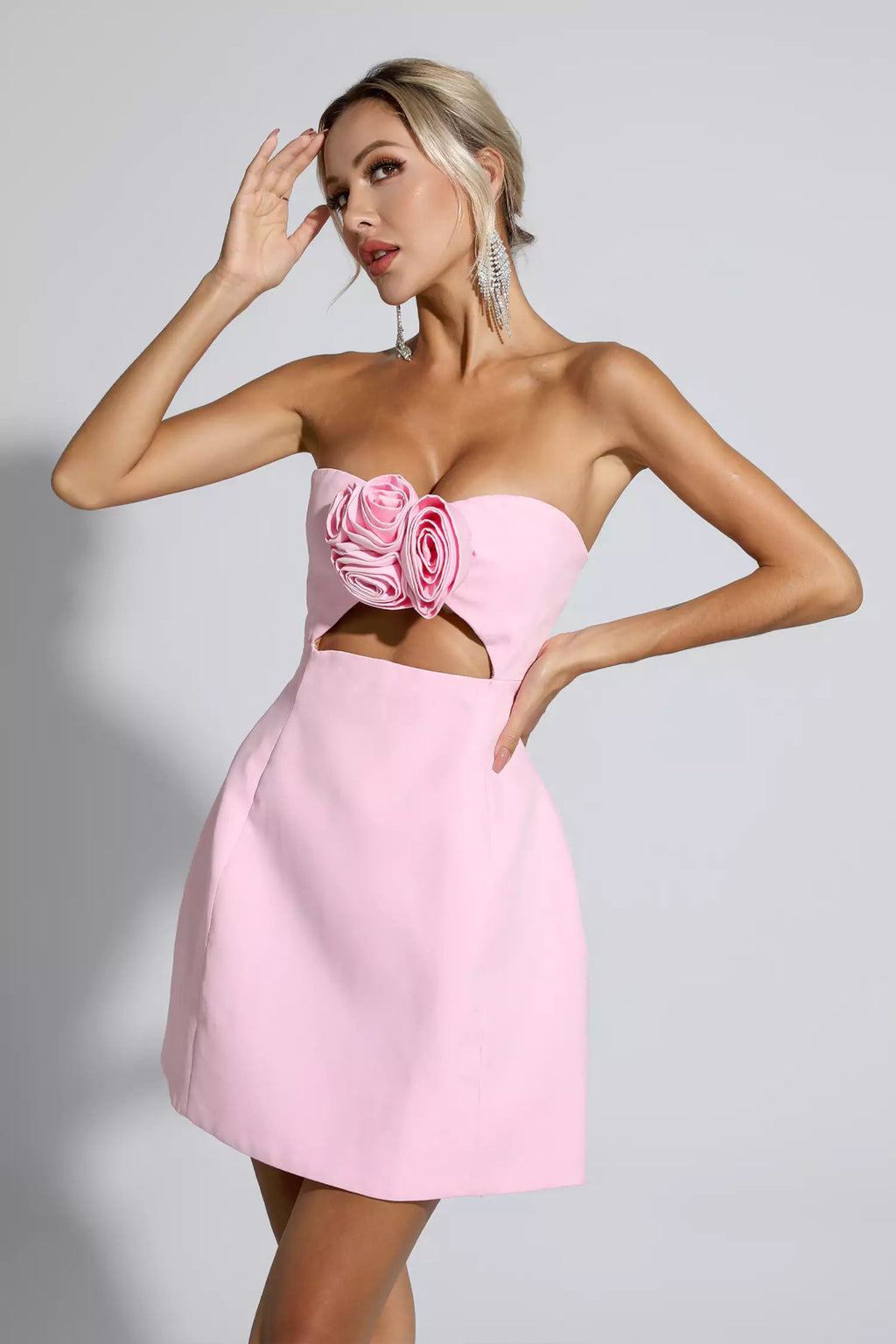 Women's Rose Flower Wrap Party Dress Aclosy