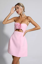 Women's Rose Flower Wrap Party Dress Aclosy
