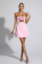 Women's Rose Flower Wrap Party Dress Aclosy