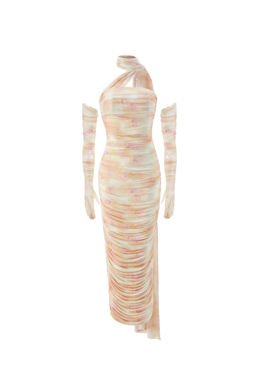 Stylish Gauze Streamer Print Dress Aclosy
