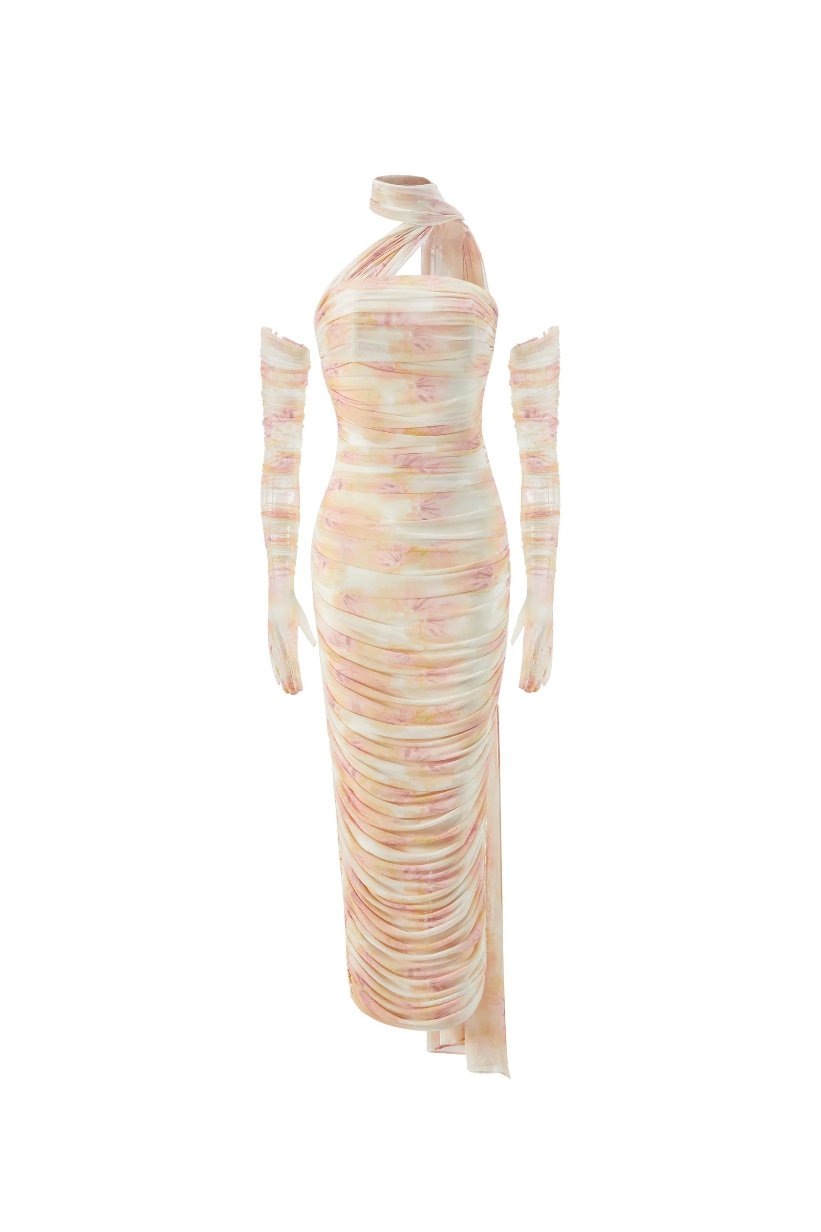 Stylish Gauze Streamer Print Dress Aclosy
