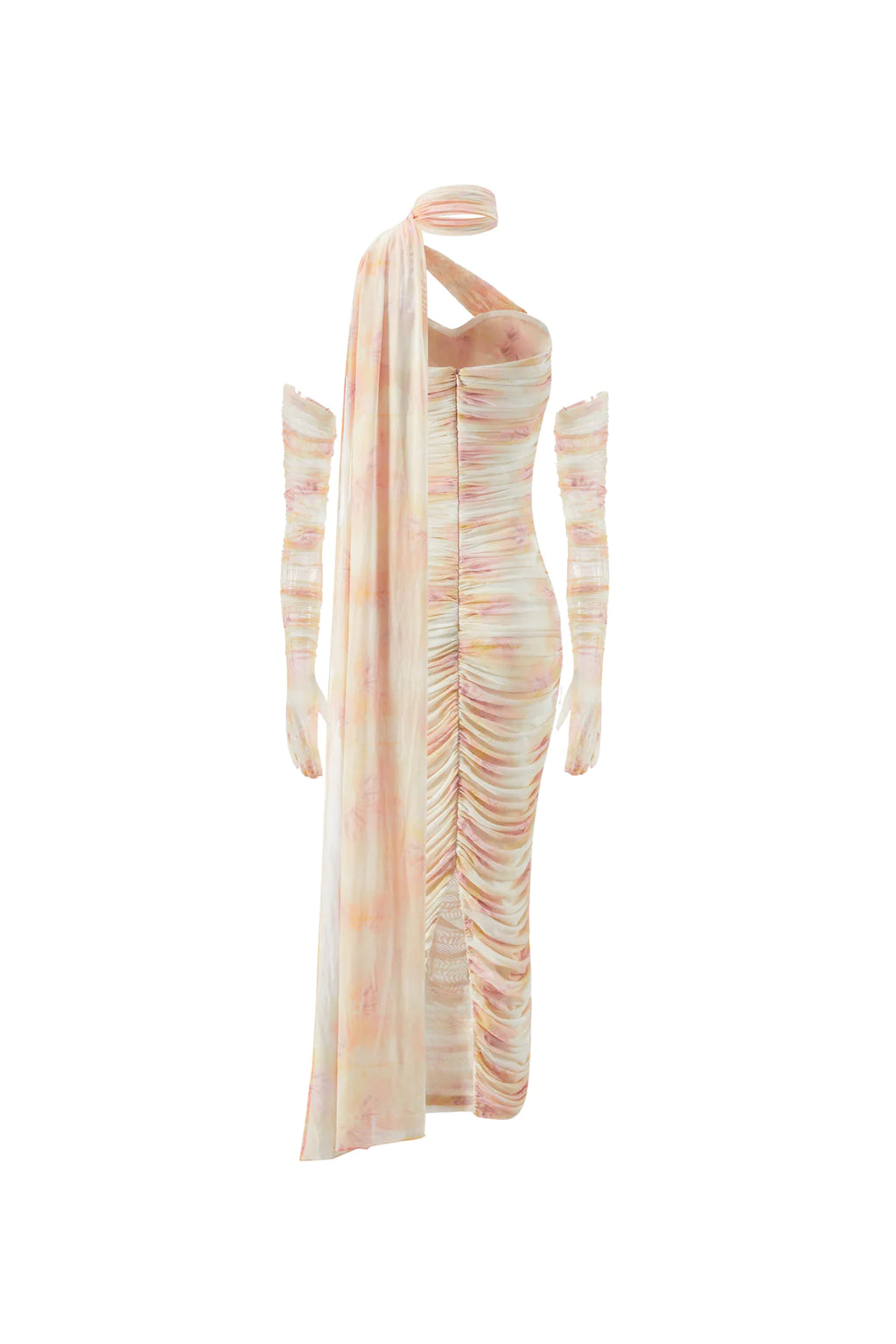 Stylish Gauze Streamer Print Dress Aclosy