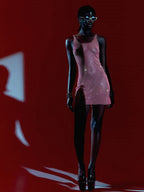 Women's Light Diamond Fishnet Sequined Sexy Hollow-out Camisole Dress Aclosy