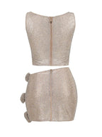 Flower Decoration Elegant Rhinestone Dress Aclosy