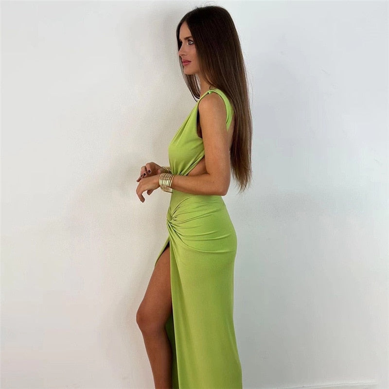 Internet Hot Sexy Deep V Sleeveless Backless Evening Dress Aclosy