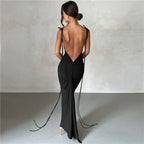New Women's Fashion Halter Sexy Backless Slim Package Hip Temperament Dress aclosy