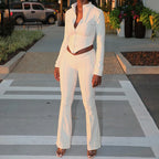 High Waist Bootcut Pants Leisure Sports Two-piece Set aclosy