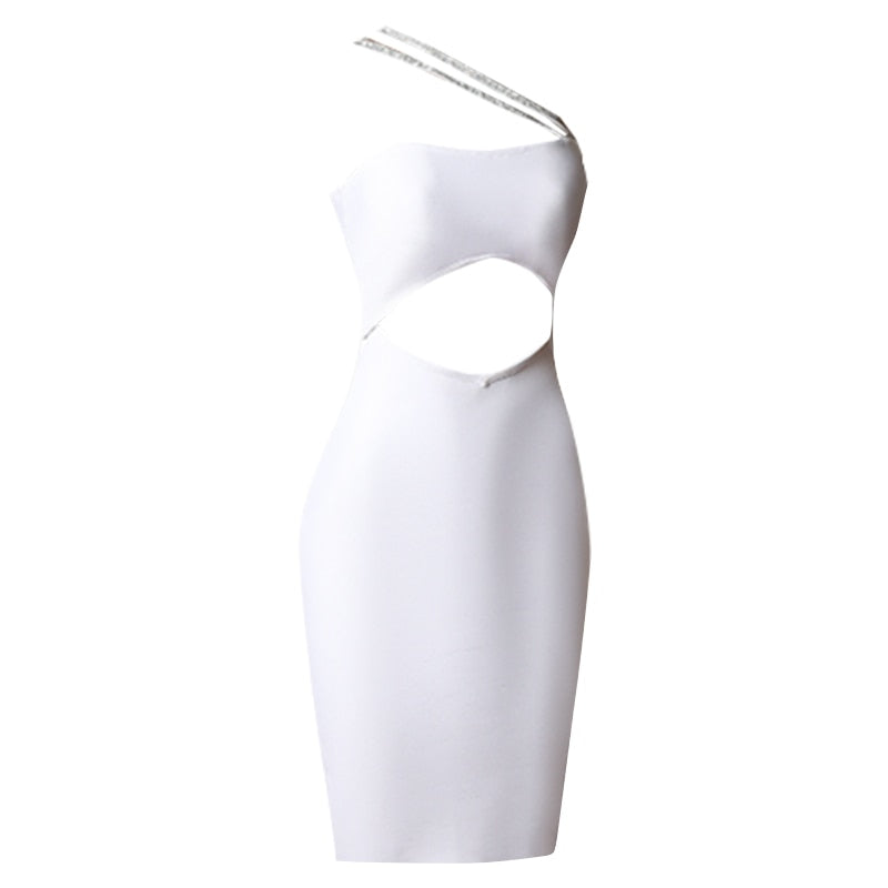 Women's Cutout Slanted Shoulder Tube Top Dress aclosy