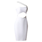 Women's Cutout Slanted Shoulder Tube Top Dress aclosy