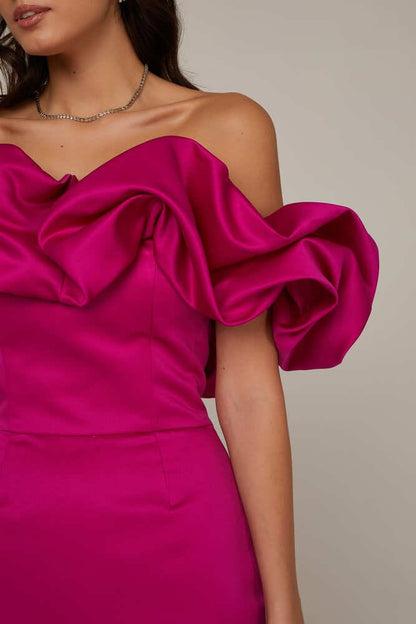 Ruffled Off-shoulder Dress Aclosy