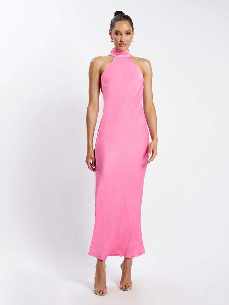 High Neck Long Party Dress Aclosy