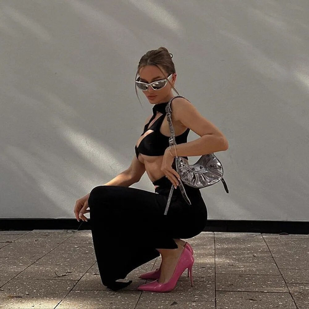 CHARMING CUTOUT ELITE HOLLOW DRESS Aclosy