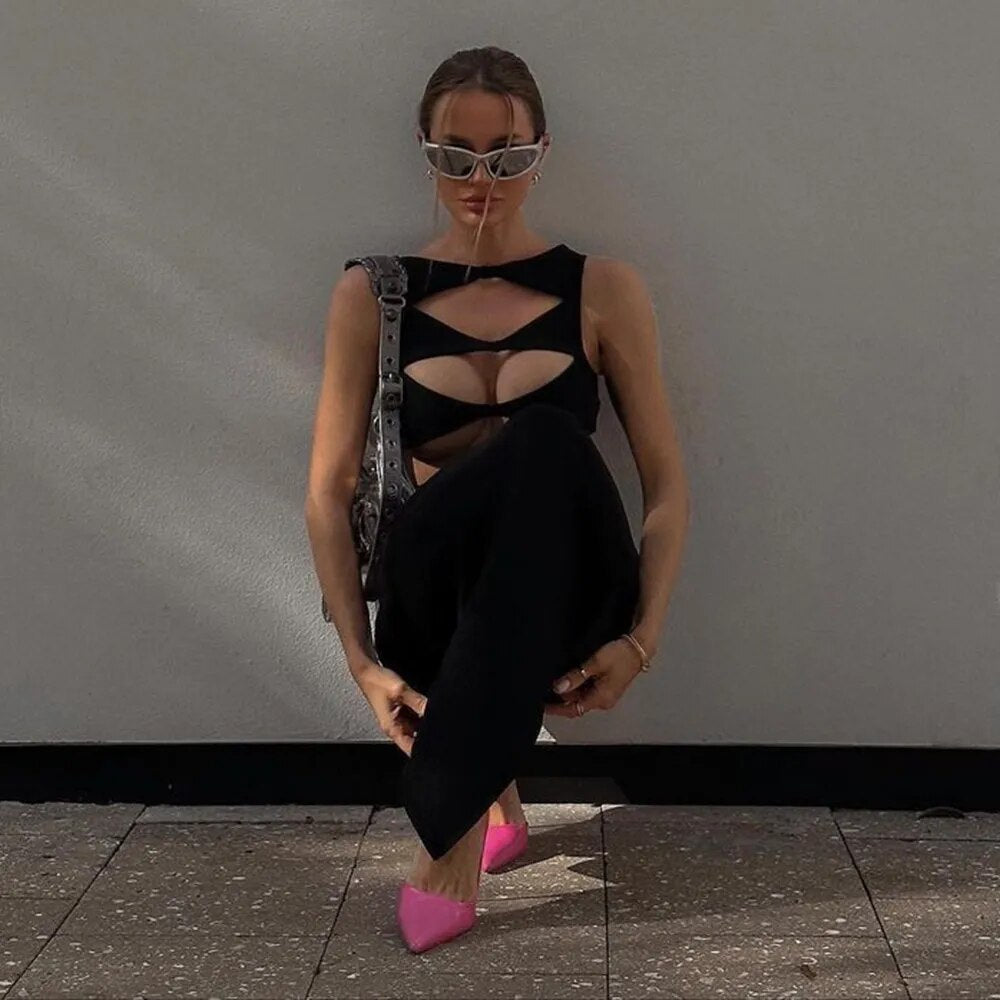 CHARMING CUTOUT ELITE HOLLOW DRESS Aclosy