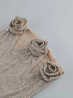 Flower Decoration Elegant Rhinestone Dress Aclosy