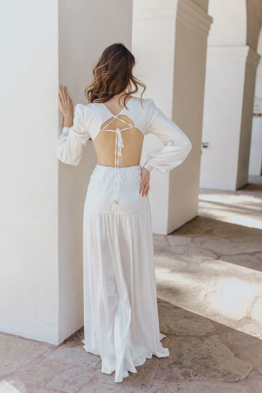 Women's Lace V-Neck Solid Color Fashion Dress Aclosy