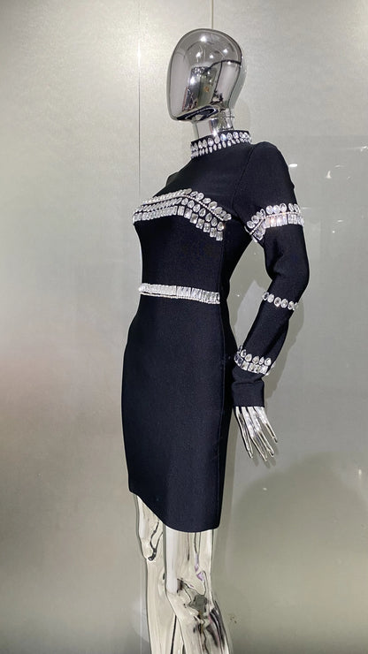 Women's Fashion Rhinestone Bandage Dress aclosy