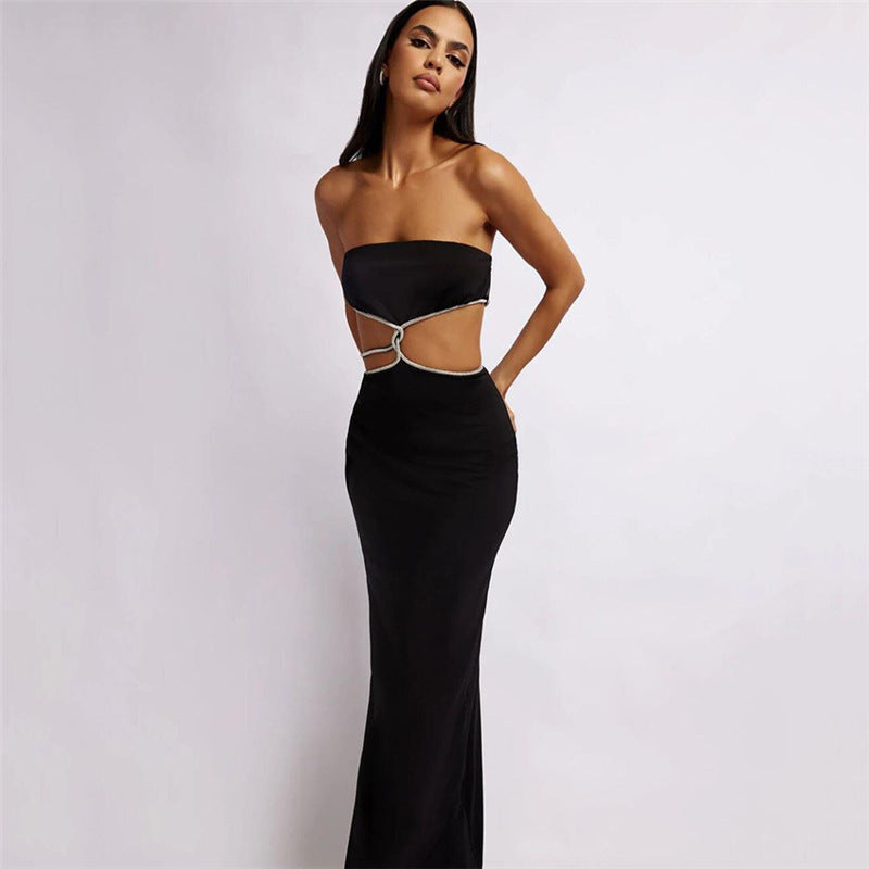 Women's Fashion Hollowed-out Slim Fit Slit Dress Aclosy