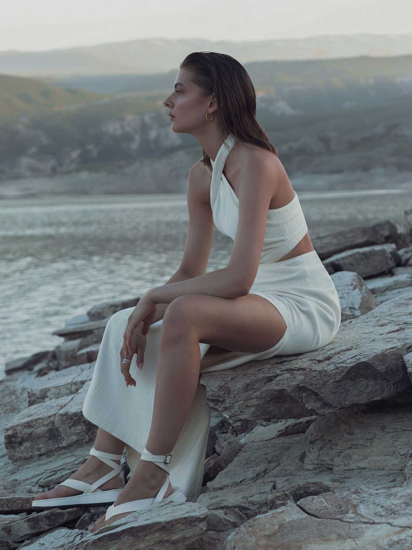 Women's Holiday Style Polyester Neck Dress aclosy