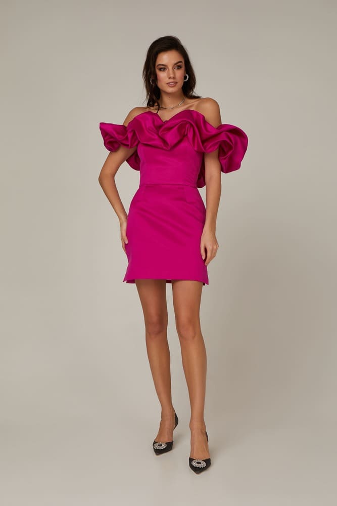 Ruffled Off-shoulder Dress Aclosy