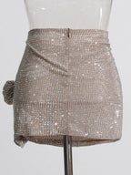 Flower Decoration Elegant Rhinestone Dress Aclosy