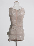 Flower Decoration Elegant Rhinestone Dress Aclosy