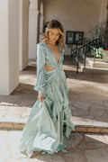 Women's Lace V-Neck Solid Color Fashion Dress Aclosy