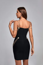 Women's Gold Chain Bandage One-piece Dress aclosy