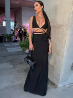 Women's Fashion Wrapped Chest Strap Dress aclosy