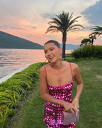 Fashion Lady Sequin Irregular Dress Aclosy